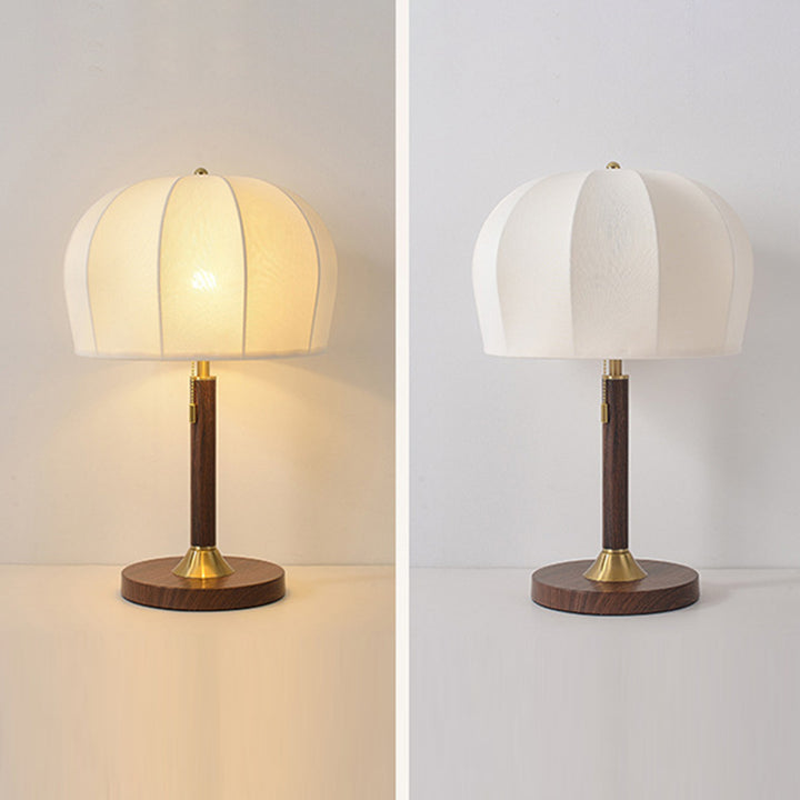 Lampe de table 1 lumière en tissu fer rond vintage traditionnel pour chambre 