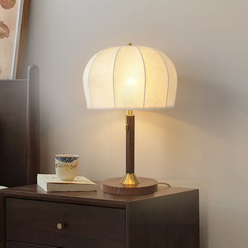 Lampe de table 1 lumière en tissu fer rond vintage traditionnel pour chambre 