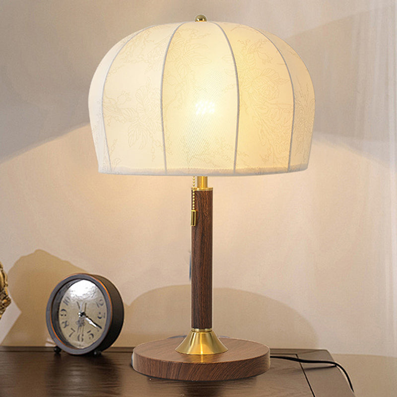 Lampe de table 1 lumière en tissu fer rond vintage traditionnel pour chambre 