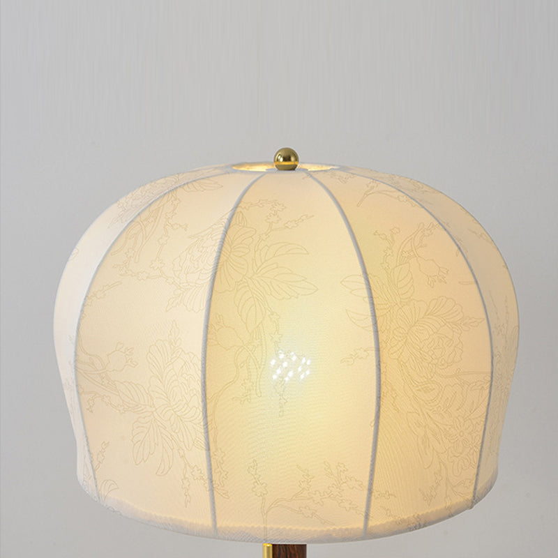 Lampe de table 1 lumière en tissu fer rond vintage traditionnel pour chambre 