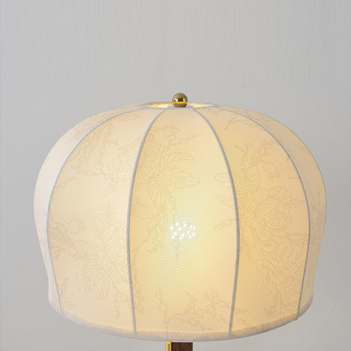 Lampe de table 1 lumière en tissu fer rond vintage traditionnel pour chambre 