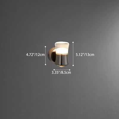 Applique murale LED contemporaine scandinave ronde cylindre cône fer aluminium lentille pour chambre 