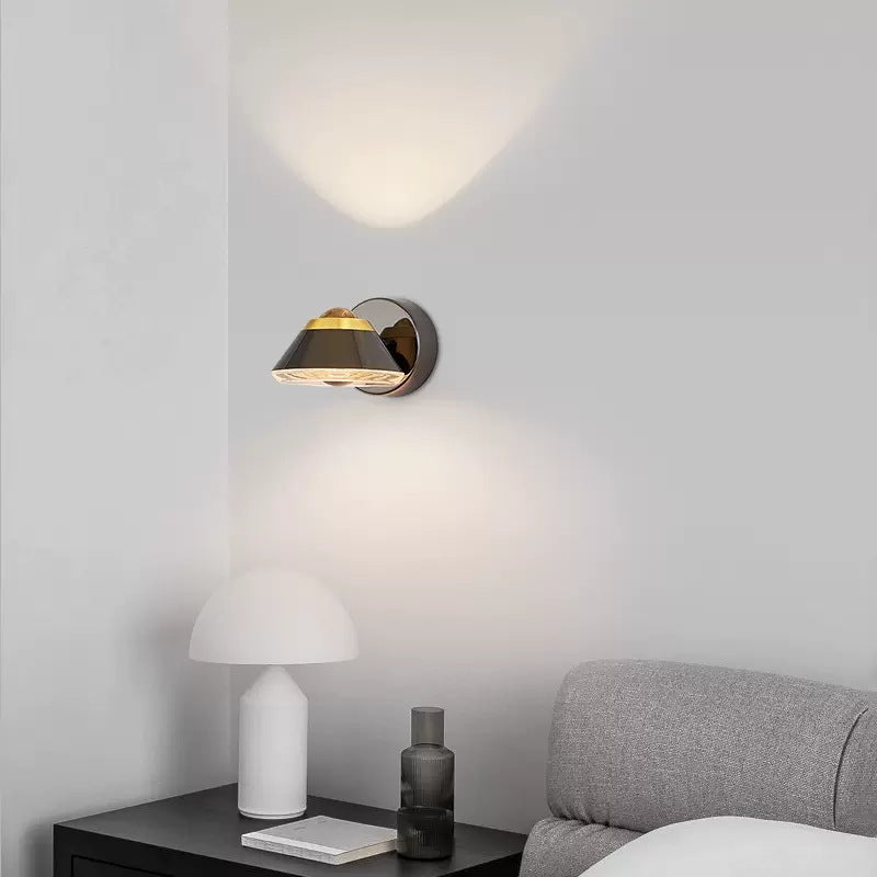 Applique murale LED contemporaine scandinave ronde cylindre cône fer aluminium lentille pour chambre 