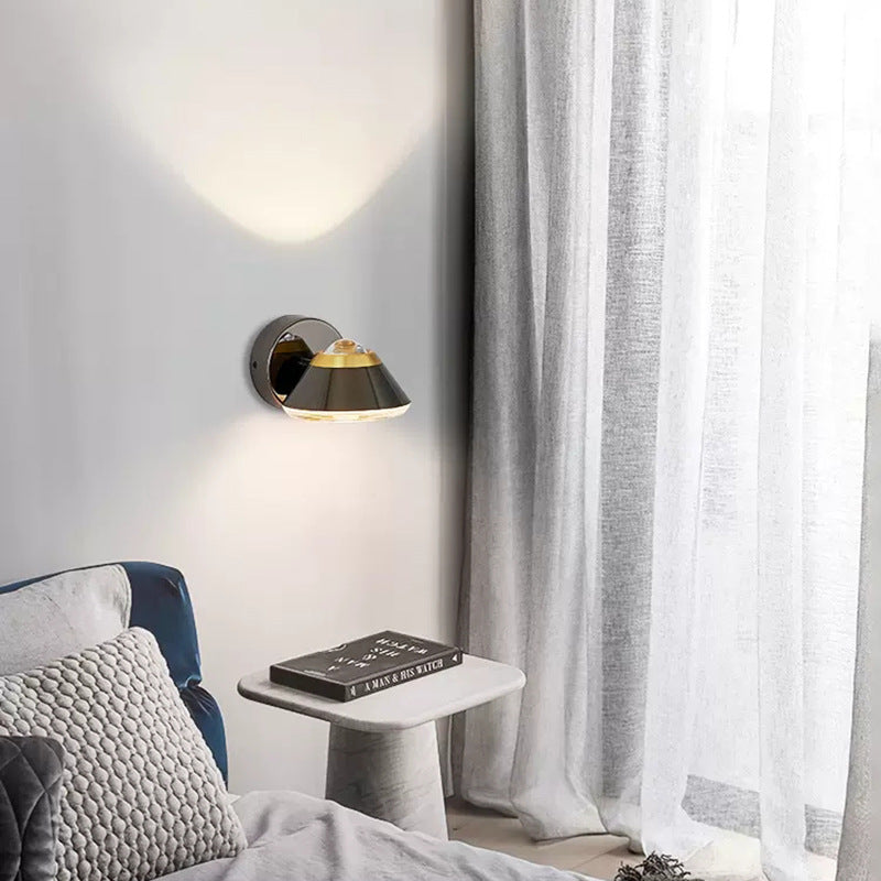 Applique murale LED contemporaine scandinave ronde cylindre cône fer aluminium lentille pour chambre 