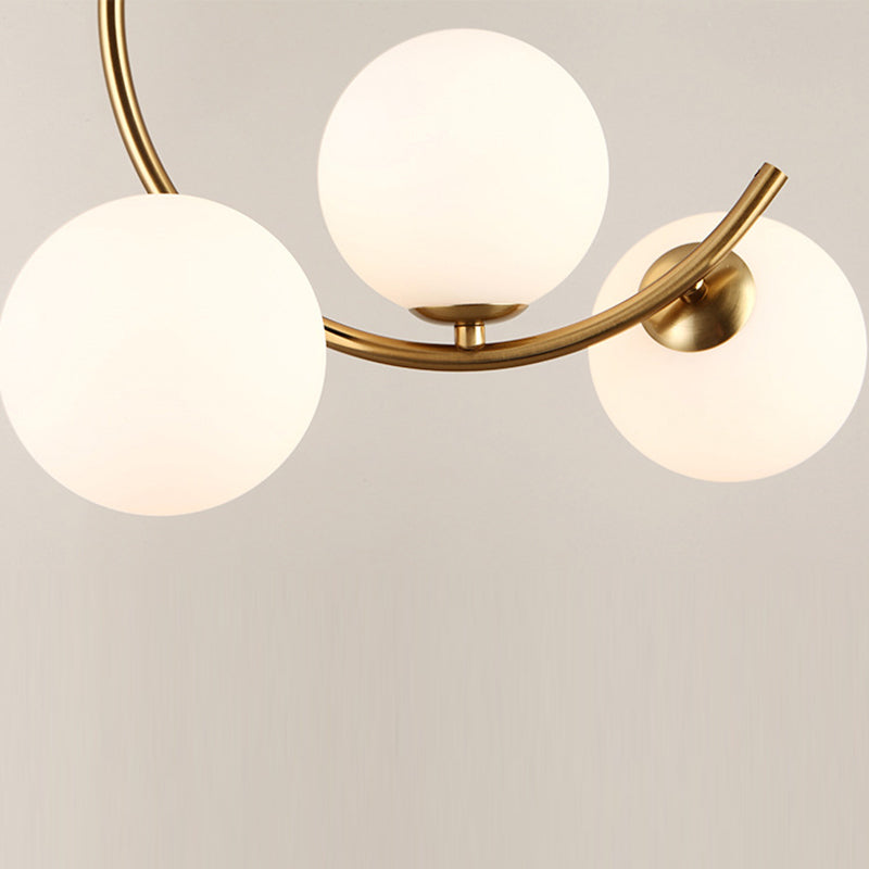 Lámpara de araña contemporánea creativa redonda de hierro y vidrio con 3 luces para dormitorio 