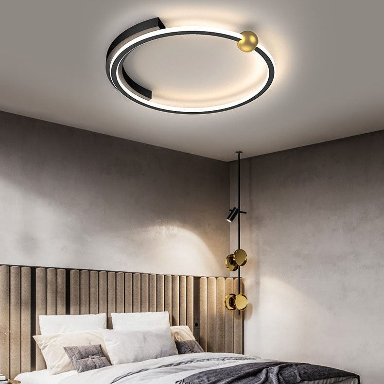 Plafonnier LED rond minimaliste moderne en fer et silicone pour chambre 