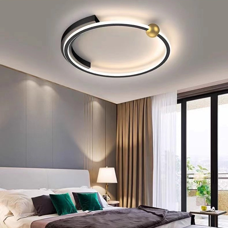 Plafonnier LED rond minimaliste moderne en fer et silicone pour chambre 