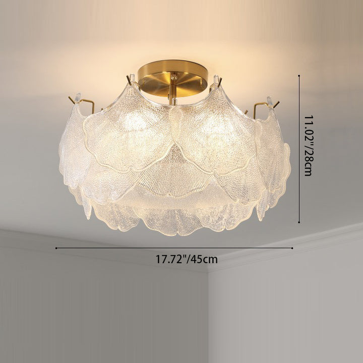 Lustre semi-encastré pour chambre à coucher avec matériel en verre rond à feuille d&
