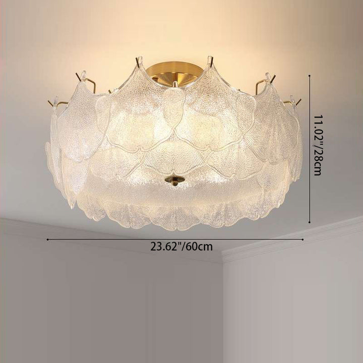 Lustre semi-encastré pour chambre à coucher avec matériel en verre rond à feuille d&
