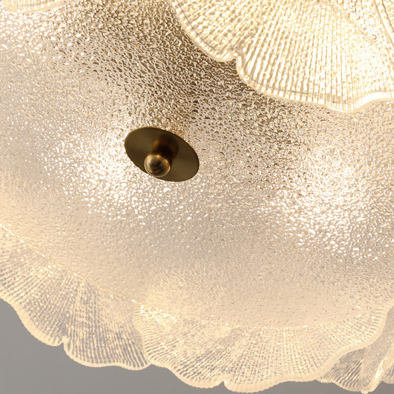 Lustre semi-encastré pour chambre à coucher avec matériel en verre rond à feuille d&