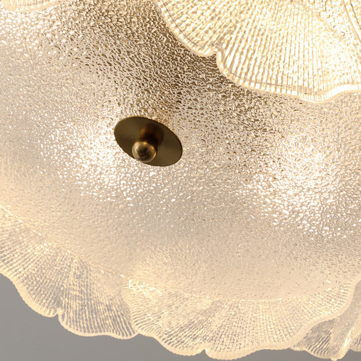 Lustre semi-encastré pour chambre à coucher avec matériel en verre rond à feuille d&