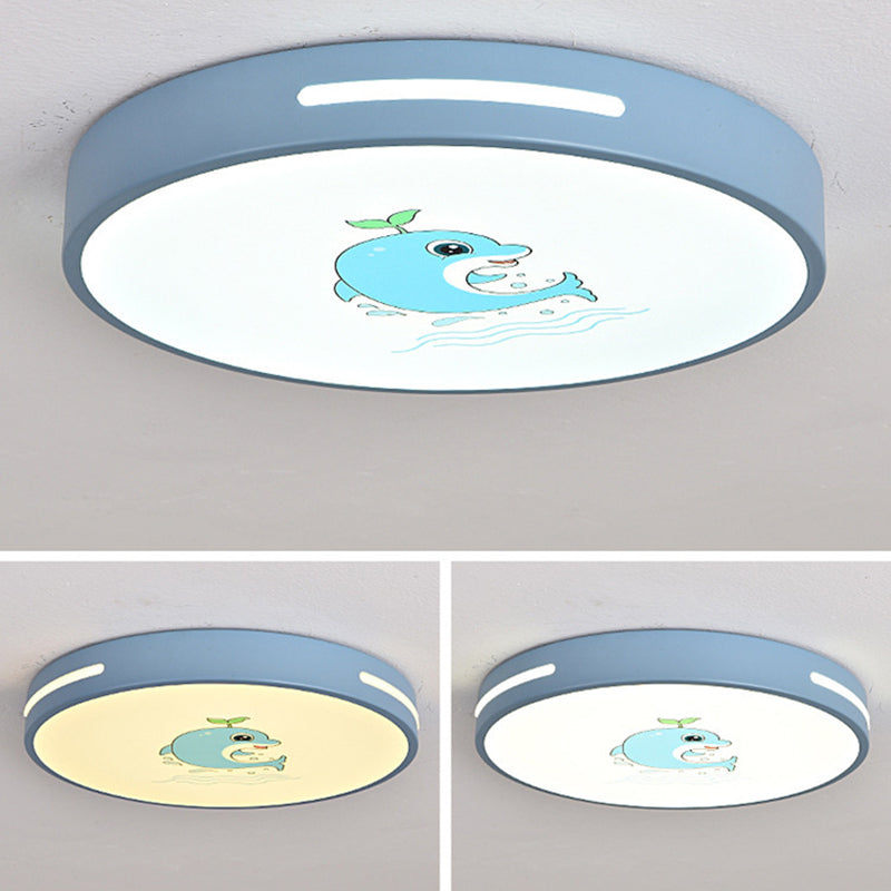 Moderno Minimalista Macaron Lámpara de Techo LED de Montaje Empotrado Redonda de Hierro y Acrílico para Dormitorio 
