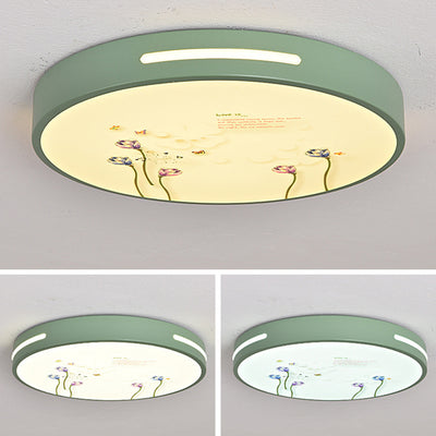 Moderno Minimalista Macaron Lámpara de Techo LED de Montaje Empotrado Redonda de Hierro y Acrílico para Dormitorio 