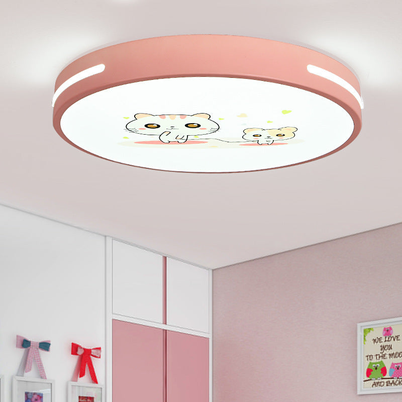 Moderno Minimalista Macaron Lámpara de Techo LED de Montaje Empotrado Redonda de Hierro y Acrílico para Dormitorio 