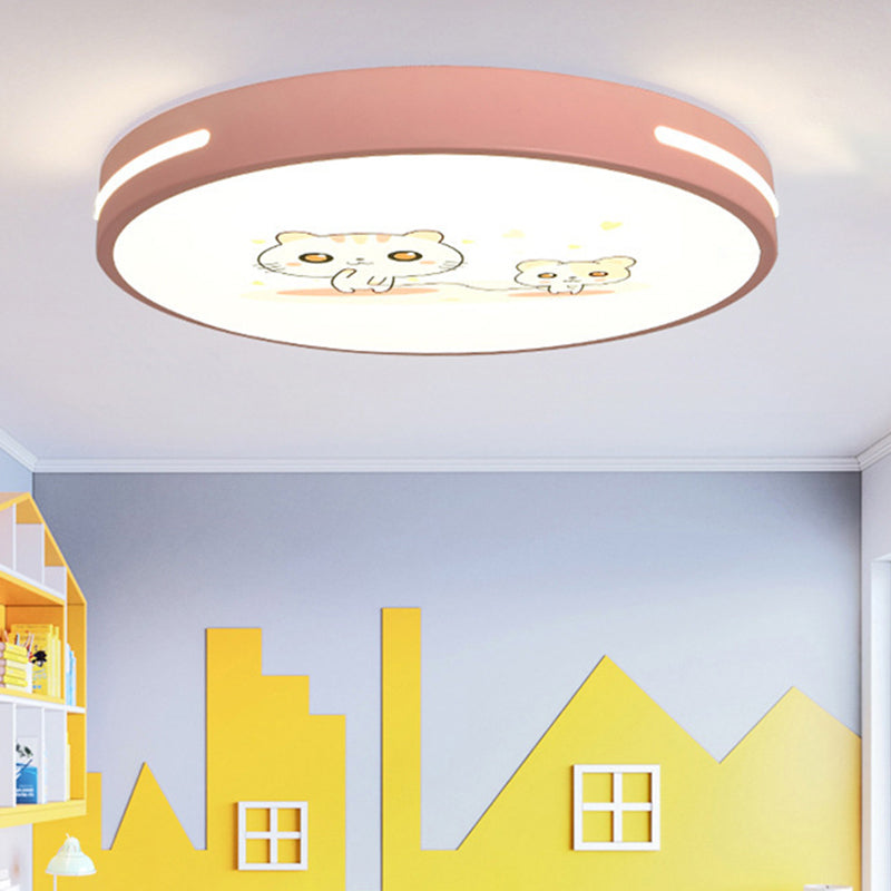 Moderno Minimalista Macaron Lámpara de Techo LED de Montaje Empotrado Redonda de Hierro y Acrílico para Dormitorio 