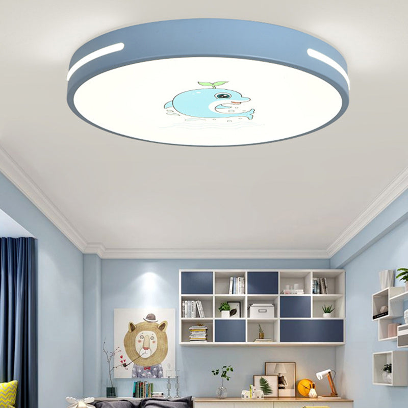 Moderno Minimalista Macaron Lámpara de Techo LED de Montaje Empotrado Redonda de Hierro y Acrílico para Dormitorio 