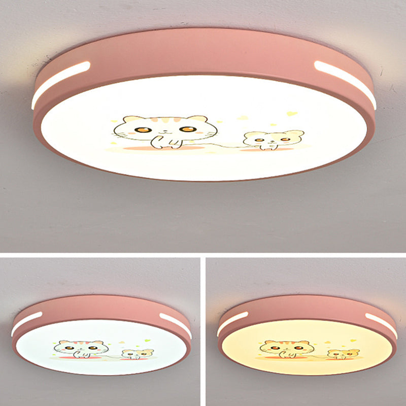 Moderno Minimalista Macaron Lámpara de Techo LED de Montaje Empotrado Redonda de Hierro y Acrílico para Dormitorio 