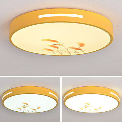 Moderno Minimalista Macaron Lámpara de Techo LED de Montaje Empotrado Redonda de Hierro y Acrílico para Dormitorio 