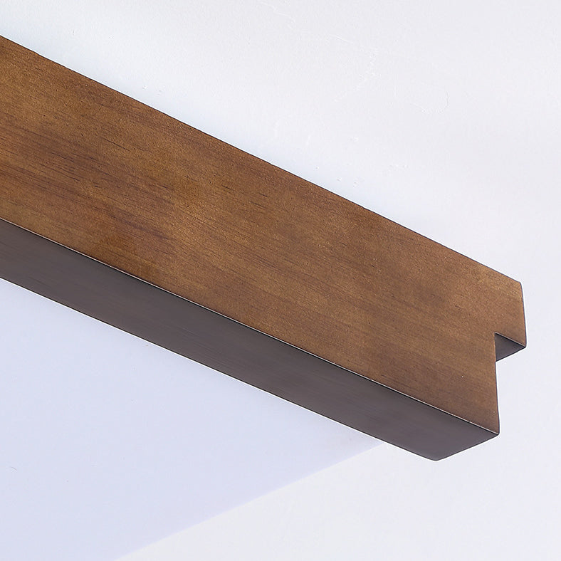 Plafonnier LED carré rectangulaire minimaliste moderne en bois de caoutchouc et acrylique pour chambre à coucher 