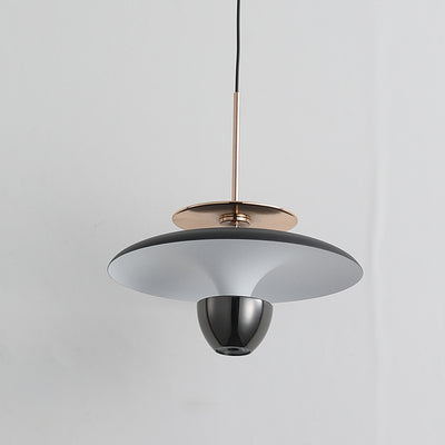 Suspension LED en fer acrylique ronde en forme de soucoupe volante scandinave contemporaine pour chambre 