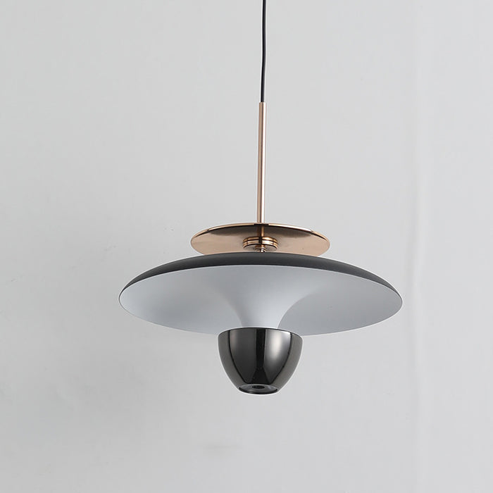 Suspension LED en fer acrylique ronde en forme de soucoupe volante scandinave contemporaine pour chambre 