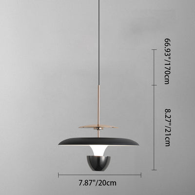 Suspension LED en fer acrylique ronde en forme de soucoupe volante scandinave contemporaine pour chambre 