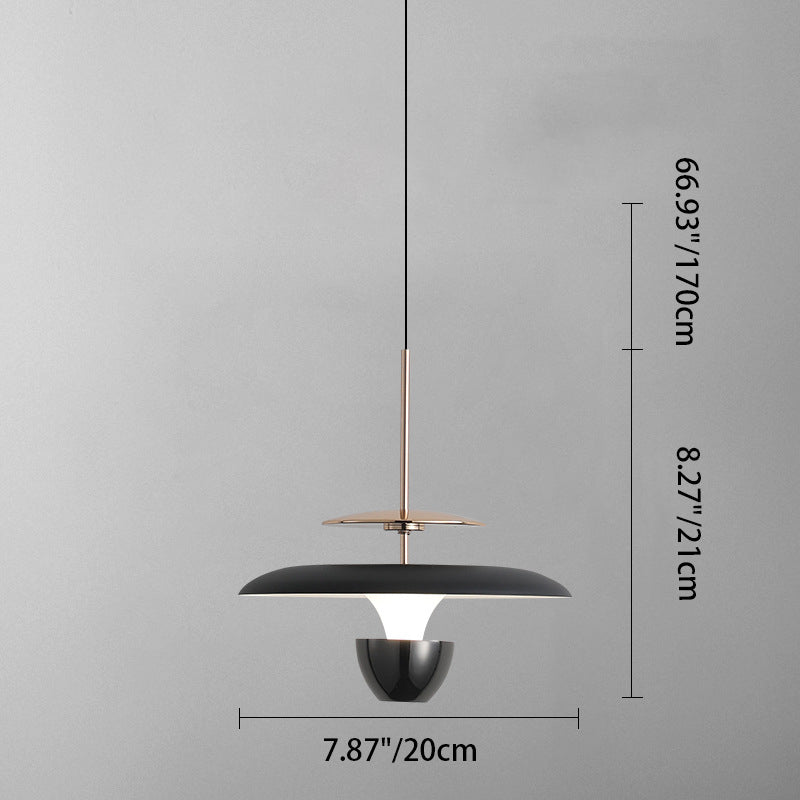 Suspension LED en fer acrylique ronde en forme de soucoupe volante scandinave contemporaine pour chambre 