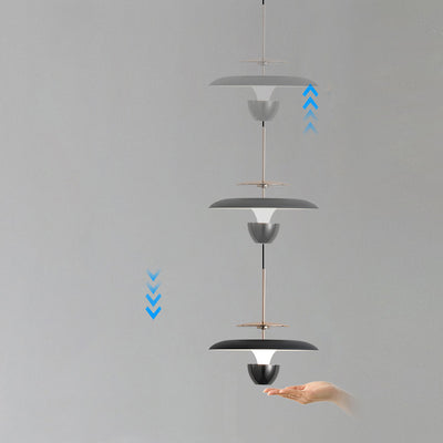 Suspension LED en fer acrylique ronde en forme de soucoupe volante scandinave contemporaine pour chambre 