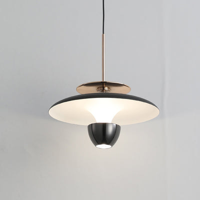 Suspension LED en fer acrylique ronde en forme de soucoupe volante scandinave contemporaine pour chambre 