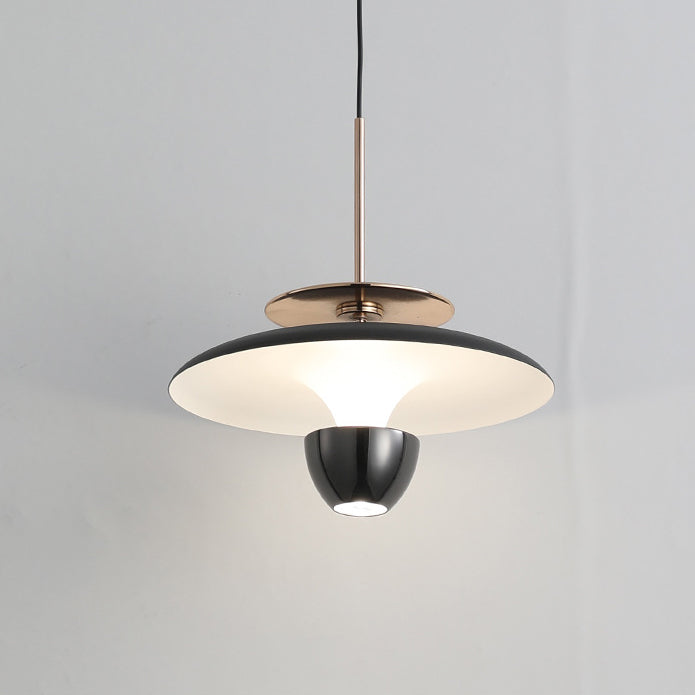 Suspension LED en fer acrylique ronde en forme de soucoupe volante scandinave contemporaine pour chambre 