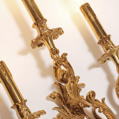 Traditionelle französische Kerzenform Kupfer 2/3 Licht Wandleuchte für das Schlafzimmer 