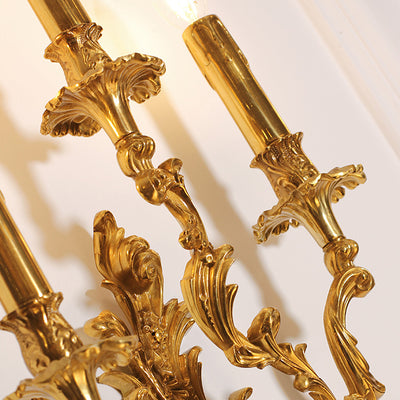Traditionelle französische Kerzenform Kupfer 2/3 Licht Wandleuchte für das Schlafzimmer 