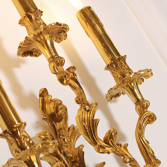 Traditionelle französische Kerzenform Kupfer 2/3 Licht Wandleuchte für das Schlafzimmer 
