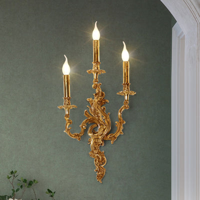 Traditionelle französische Kerzenform Kupfer 2/3 Licht Wandleuchte für das Schlafzimmer 