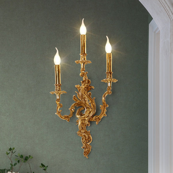 Traditionelle französische Kerzenform Kupfer 2/3 Licht Wandleuchte für das Schlafzimmer 