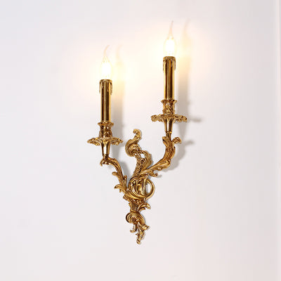 Traditionelle französische Kerzenform Kupfer 2/3 Licht Wandleuchte für das Schlafzimmer 