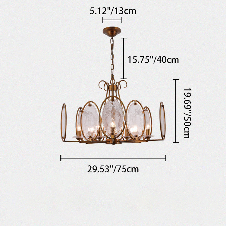 Lustre traditionnel rond ovale en cuivre avec verre 8/10/12 lumières pour salon 