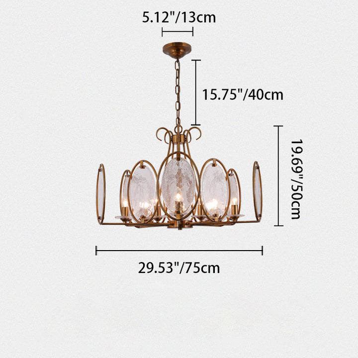 Lustre traditionnel rond ovale en cuivre avec verre 8/10/12 lumières pour salon 