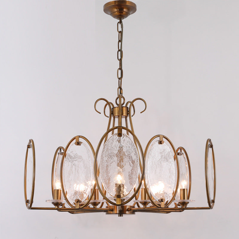 Lustre traditionnel rond ovale en cuivre avec verre 8/10/12 lumières pour salon 