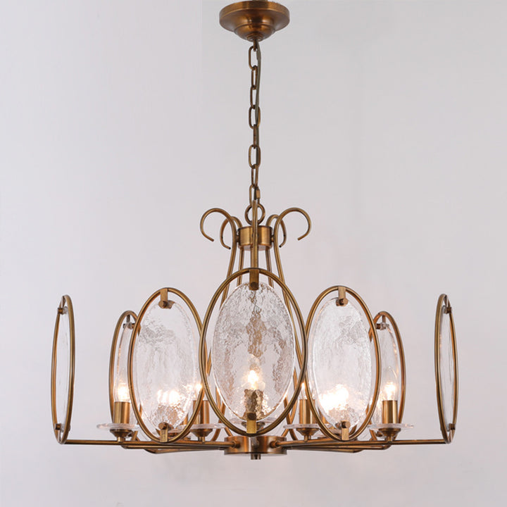 Lustre traditionnel rond ovale en cuivre avec verre 8/10/12 lumières pour salon 