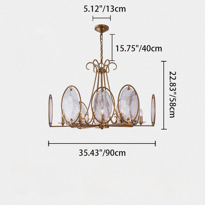 Lustre traditionnel rond ovale en cuivre avec verre 8/10/12 lumières pour salon 