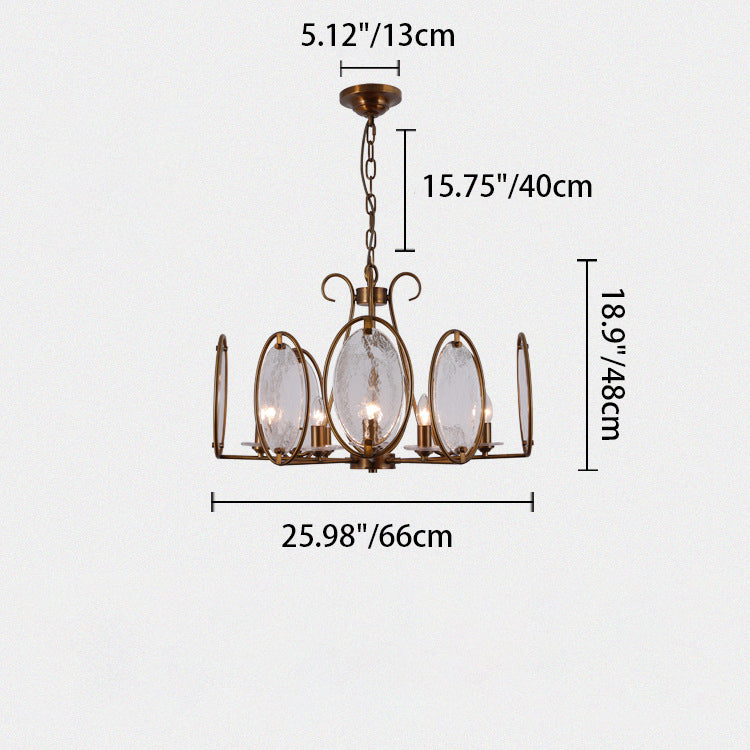 Lustre traditionnel rond ovale en cuivre avec verre 8/10/12 lumières pour salon 