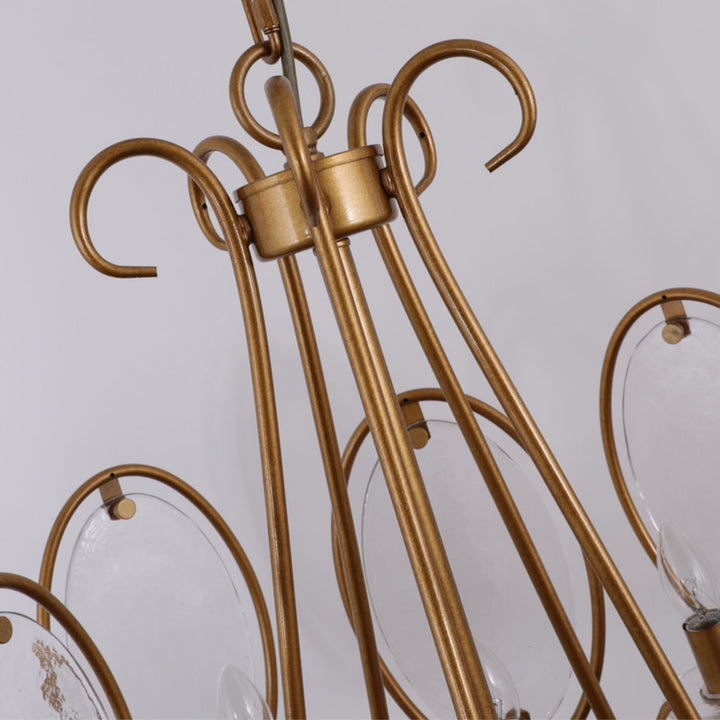 Lustre traditionnel rond ovale en cuivre avec verre 8/10/12 lumières pour salon 