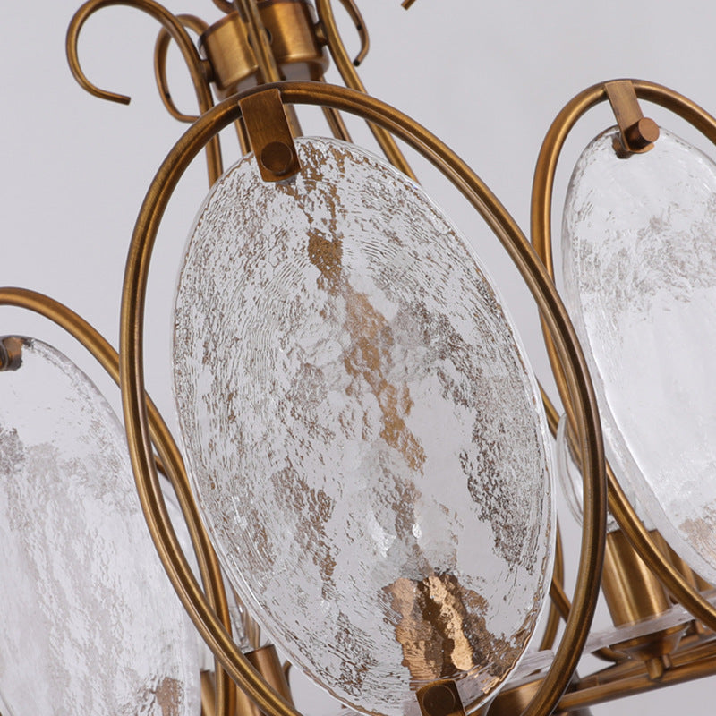 Lustre traditionnel rond ovale en cuivre avec verre 8/10/12 lumières pour salon 