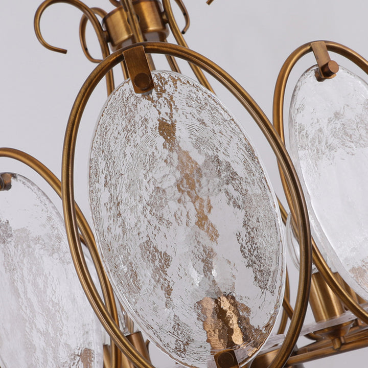 Lustre traditionnel rond ovale en cuivre avec verre 8/10/12 lumières pour salon 