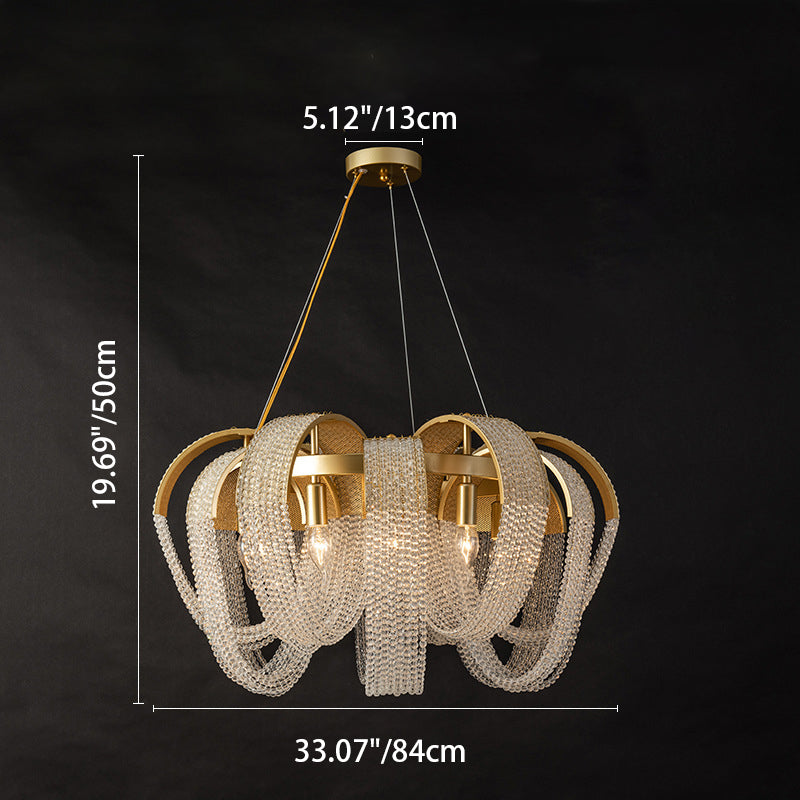 Moderner Luxus Quaste Oval Rund Metall Kristall 1/6/9 Licht Kronleuchter für Wohnzimmer 