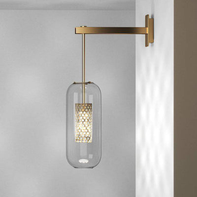 Contemporary Scandinavian Cylinder Oval Stainless Steel Glass 1-Light Wall Sconce Lamp For Bedroom