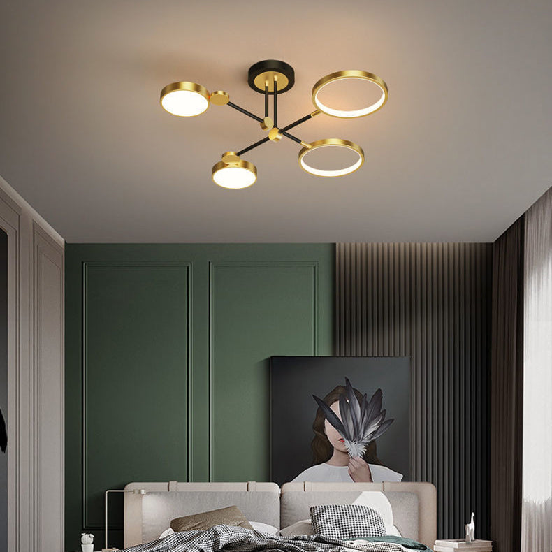 Lustre LED en acrylique de fer en silicone rond contemporain scandinave pour chambre 
