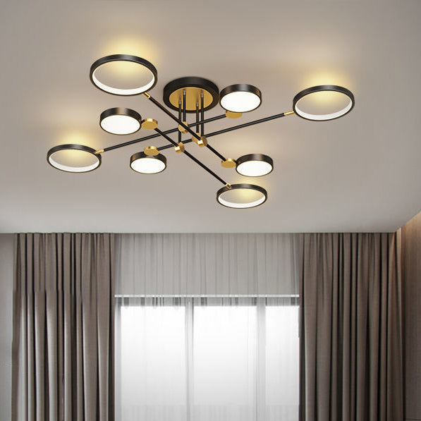 Lustre LED en acrylique de fer en silicone rond contemporain scandinave pour chambre 
