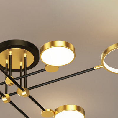 Contemporary Scandinavian Round Silicone Iron Acrylic LED Chandelier For Bedroom